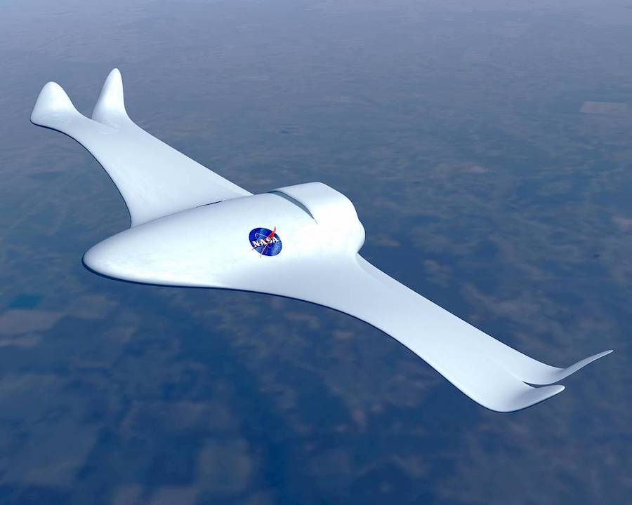 An artist's rendering shows advanced concepts NASA envisions for an aircraft of the future