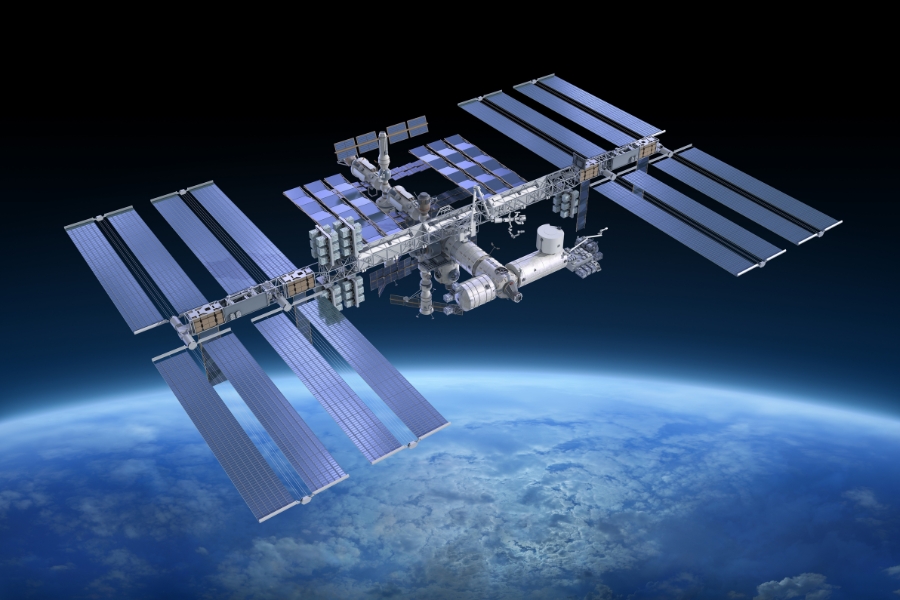 Rendering of the International Space Station out of space