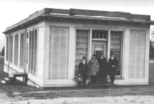 The Boeing Wind Tunnel at the University of Washington (c. 1918). Clairmont Egtvedt is the third from left. This facility is still in use with a modern 3'x3' wind tunnel inside. 