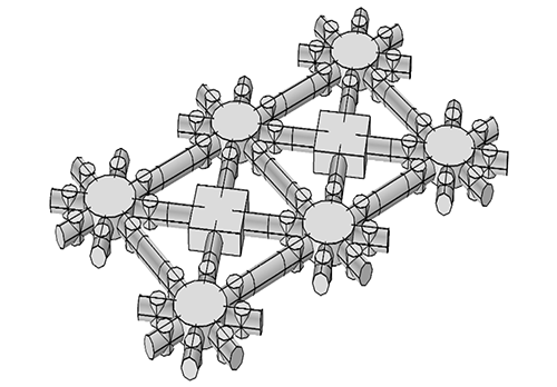 a drawing of a Coral-on-a-chip millifluidic device
