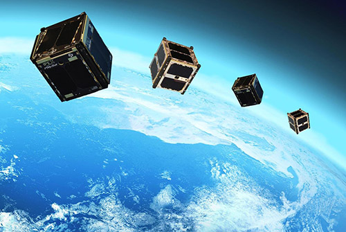 satellites floating in space