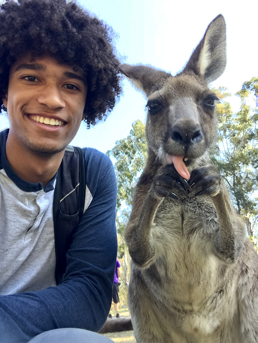 Kyle Johnson with a kanagaroo