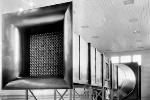 Black and white image of the 1936 Kirsten Wind Tunnel