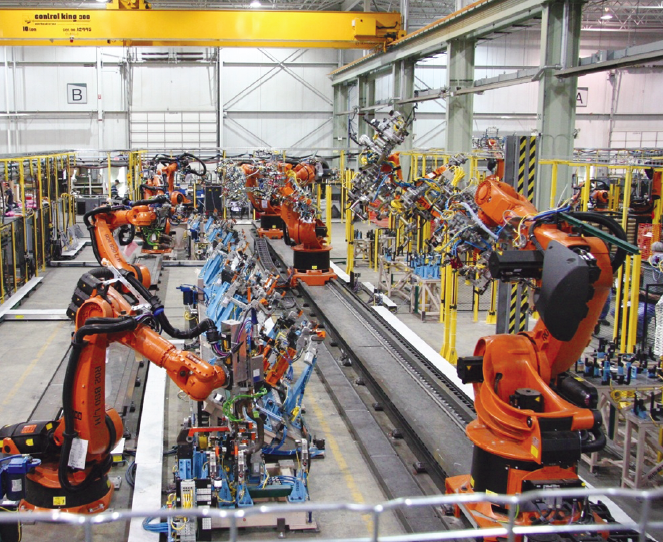 assemply line with KUKA robots