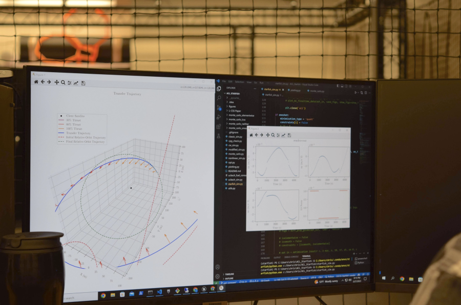 Close up of a computer screen with transfer trajectory render images