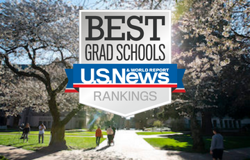 UW campus and US News logo