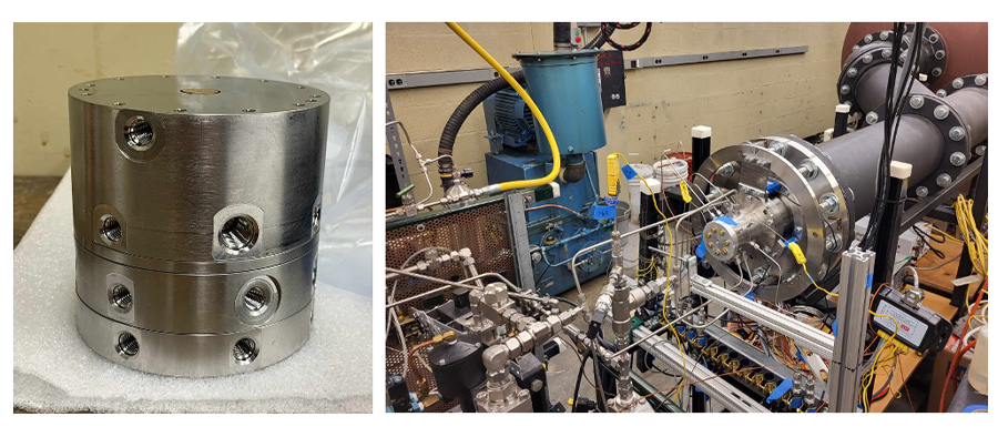 Collage of the experimental setup of the rotating detonation engine
