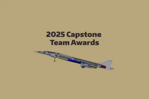 Text that reads "2025 Capstone Team Awards" with an aircraft illustration