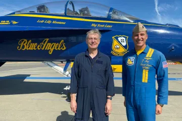 Jim Hermanson with Blue Angels pilot in front of an aircraft